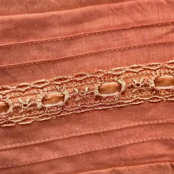 Papillon Los Angeles Embroidered Eyelet Layered Dress Romantic Cotton Sz Small - Picture 16 of 16